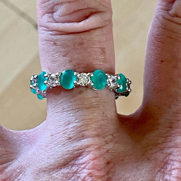 ❌❌❌SOLD❌❌❌NWOT 4.32 CTW BEAUTIFUL GREEN EMERALD AND NATURAL WHITE SAPPHIRE RING - Picture 7 of 16